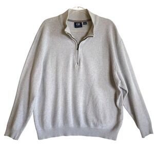 Cutter & Buck Quarter Zip Pullover Mens 2XB Light Gray Textured Knit Sweater